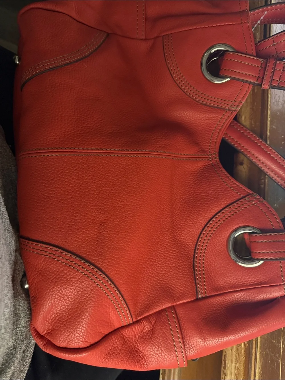 Tignanello Burnt Orange Genuine Pebbled Leather Hobo Shoulder Bag - Dec 2015